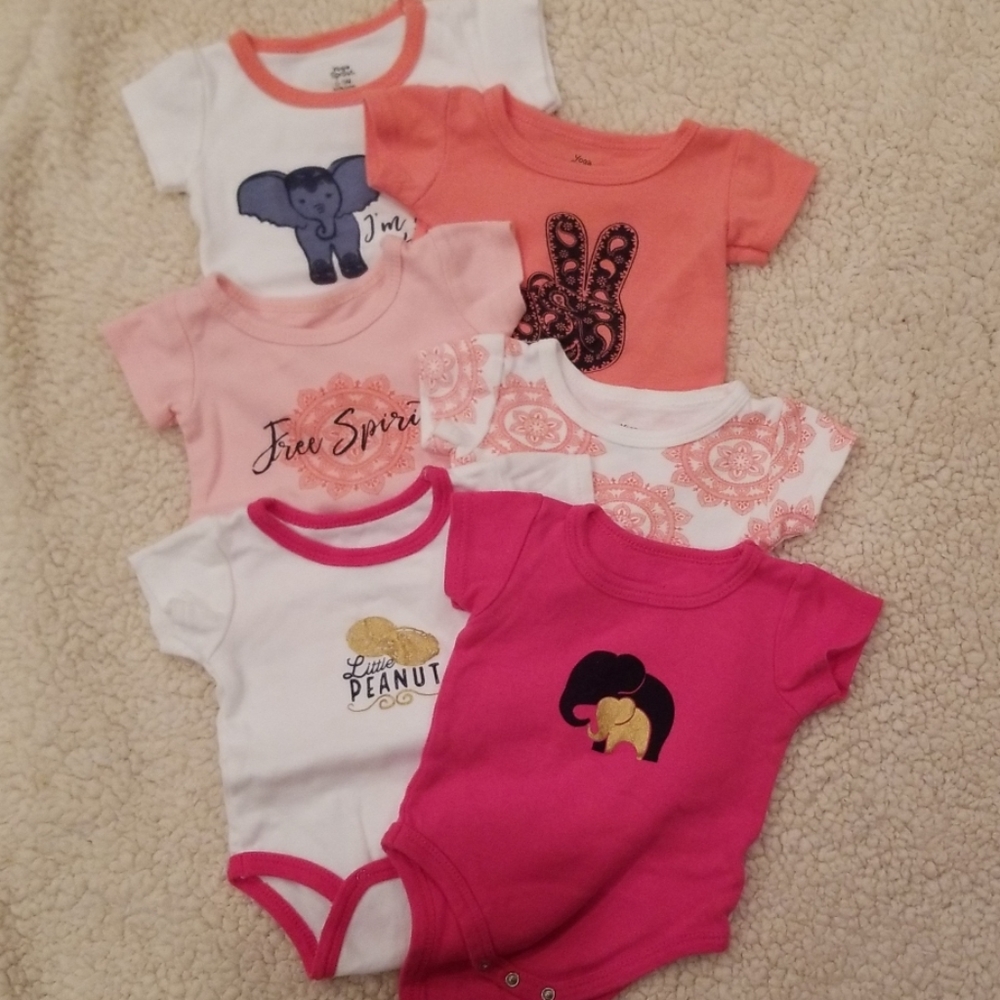 Bundle of 6 girl's onesies